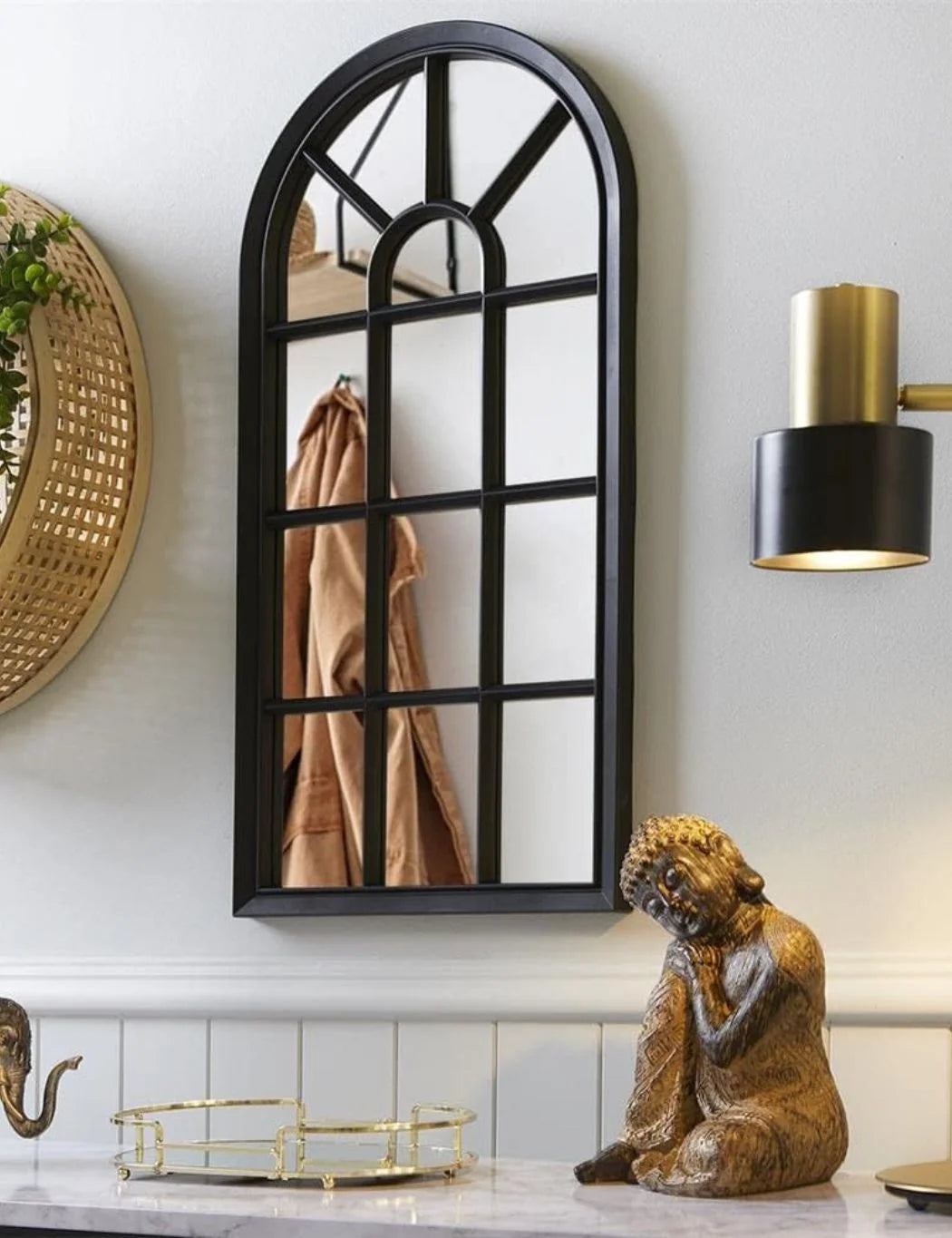 Arched Window Wall Mirror 69×34 cm – Indoor Outdoor Decorative Style | Sparkle Decors UK