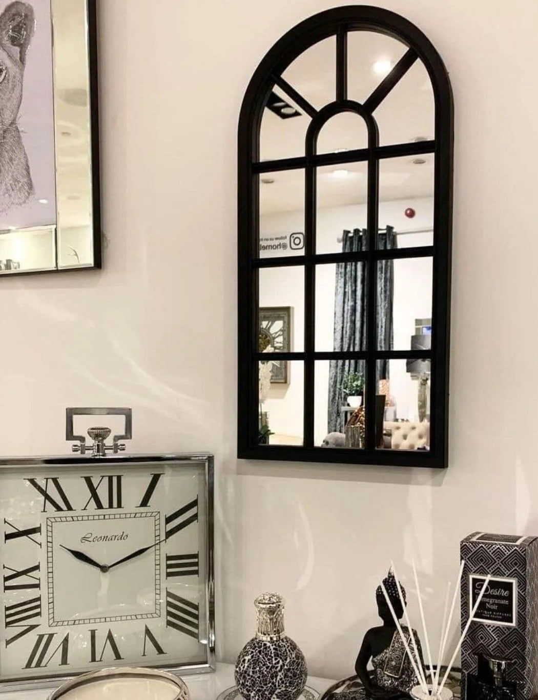 Arched Window Wall Mirror 69×34 cm – Indoor Outdoor Decorative Style | Sparkle Decors UK