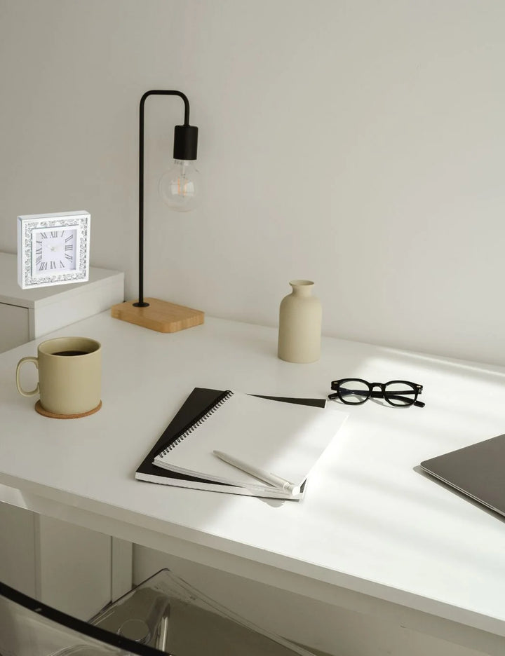 Elegant Floating Crystal Square Desk Clock – Silent Roman Design | Sparkle Decors UK