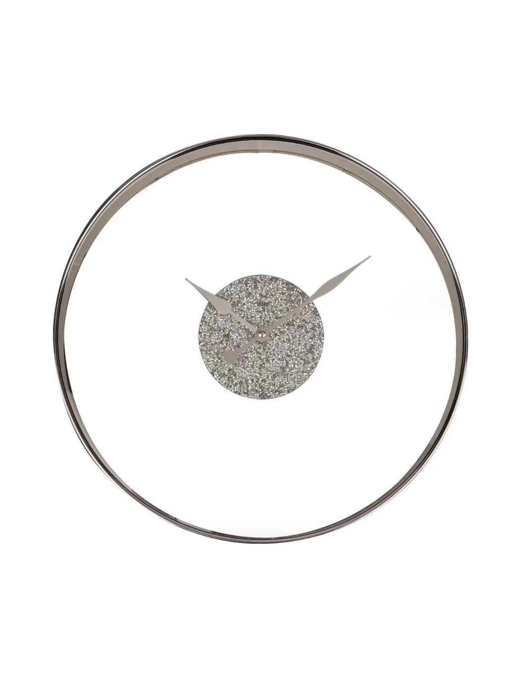 Silver Crushed Crystal Wall Clock – Silent Round Elegant Silver Accent | Sparkle Decors UK