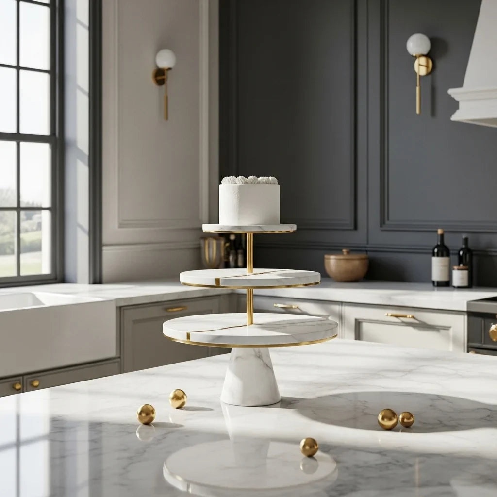 Luxury cake stand displayed on modern kitchen counter
