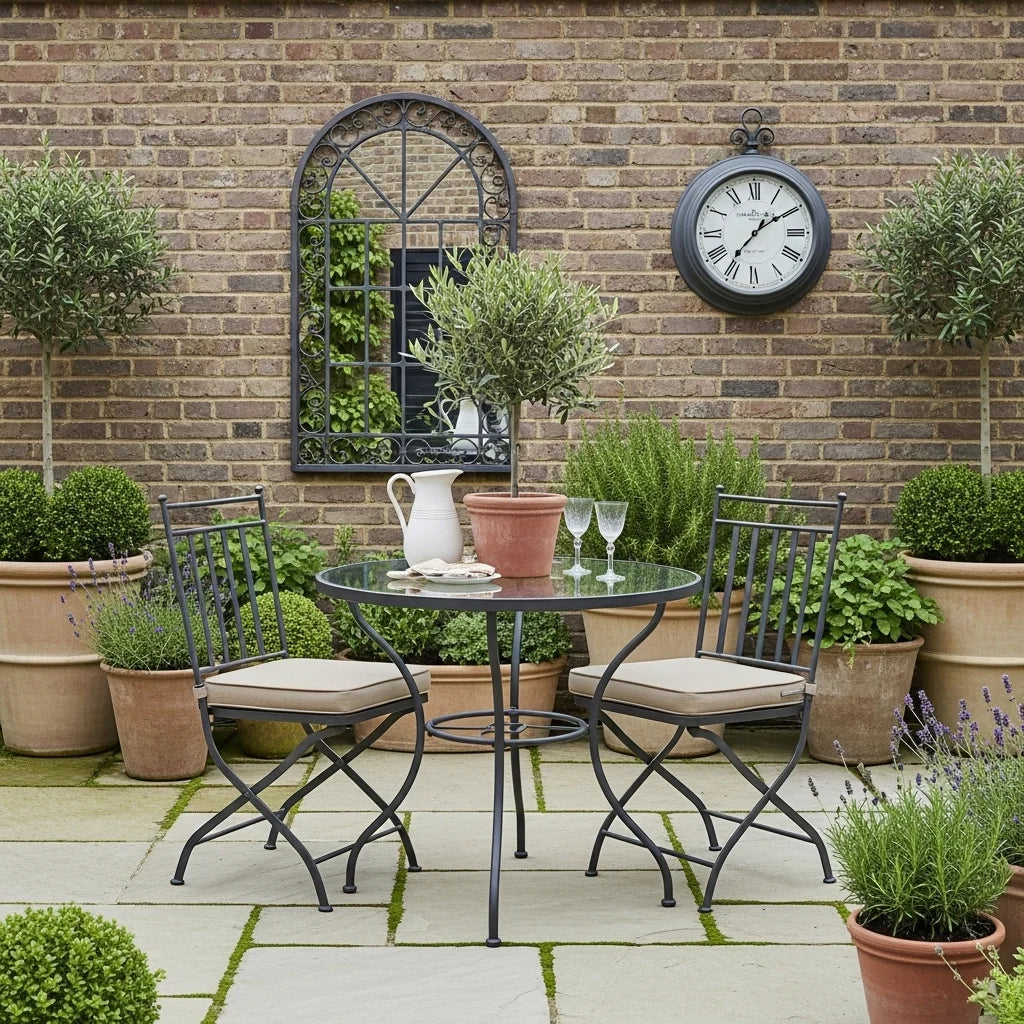 Luxury garden and outdoor decor including patio furniture and decorative accessories