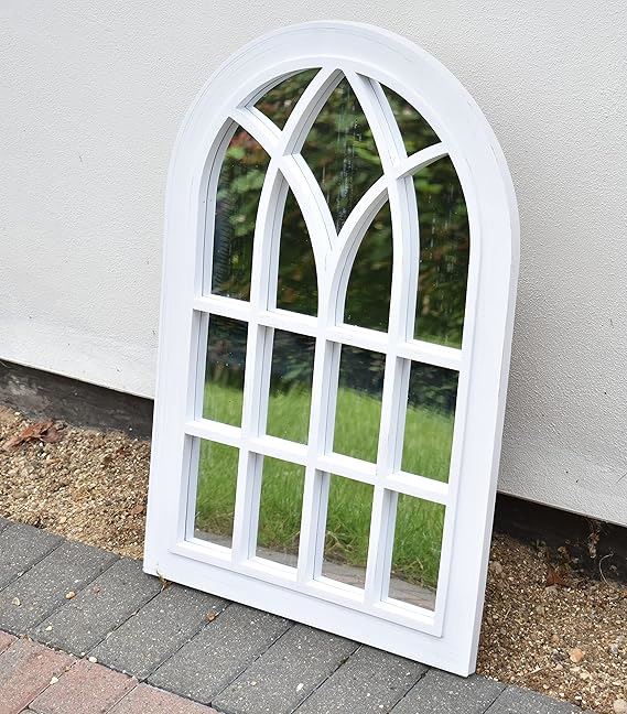 Soho Style Arch White Rustic Window Wall Mirror 76X51 Cm