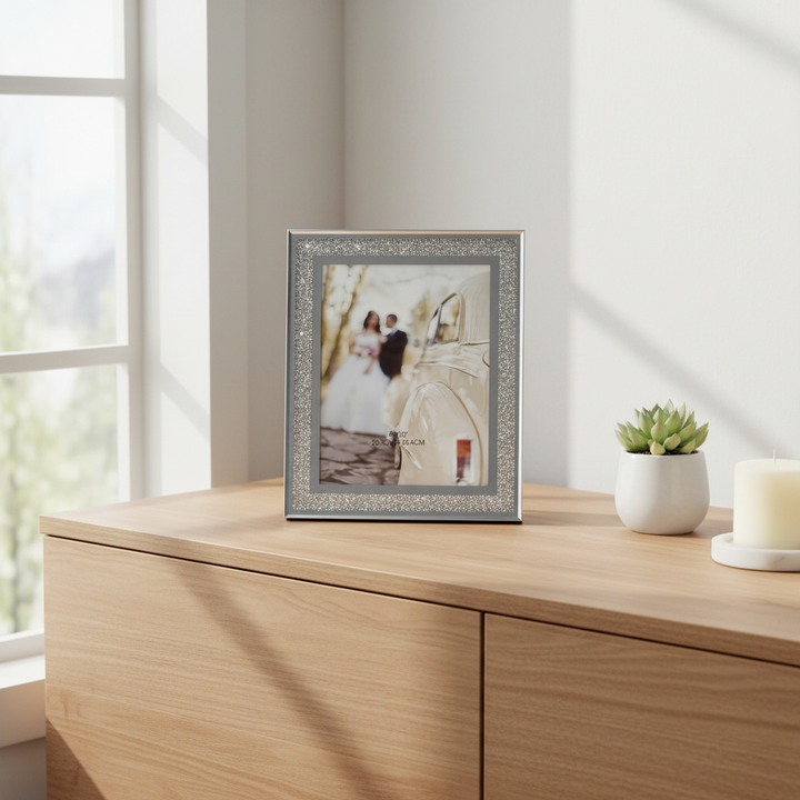 10x8 Inches Crushed Jewel Silver Photo Frame 25x20 cm by sparkle decors