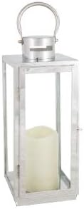 LED silver lantern flickering candle effect