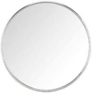 Silver metallic round wall mirror 60cm