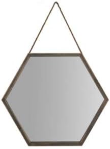 Natural hexagonal framed wall mirror