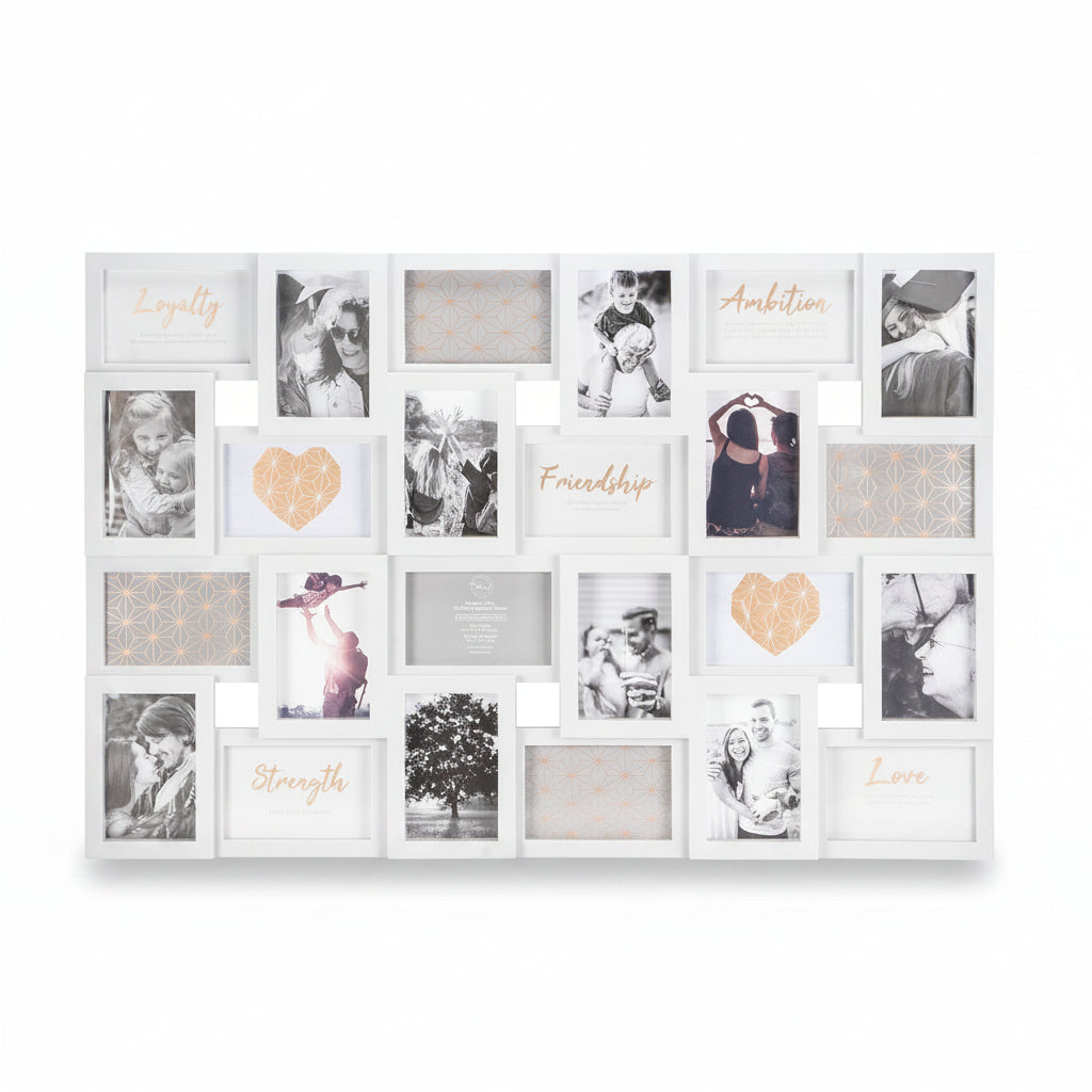 24 photo white multi aperture frame