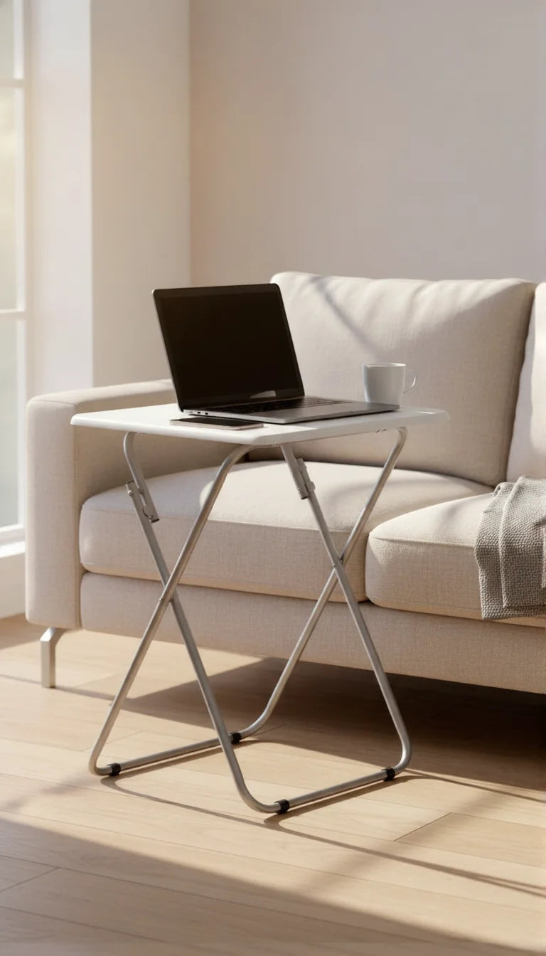 Foldable Laptop Desk Table for Home & Office – Compact White Folding Work Table