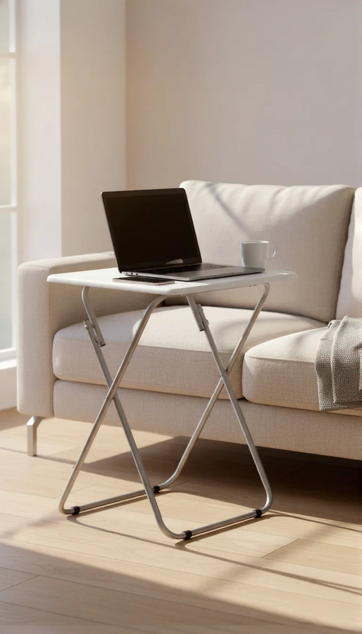 Foldable Laptop Desk Table for Home & Office – Compact White Folding Work Table