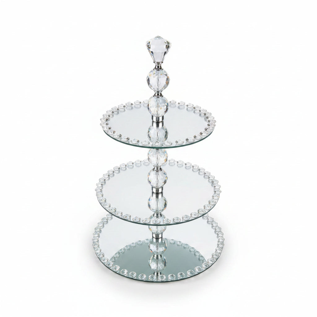 3-tier mirrored glass cake stand