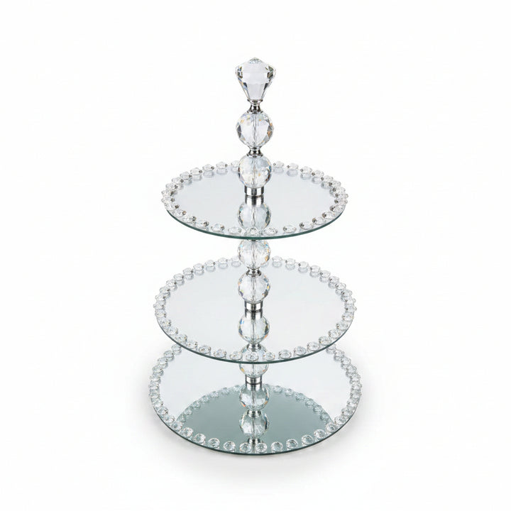 3-tier mirrored glass cake stand