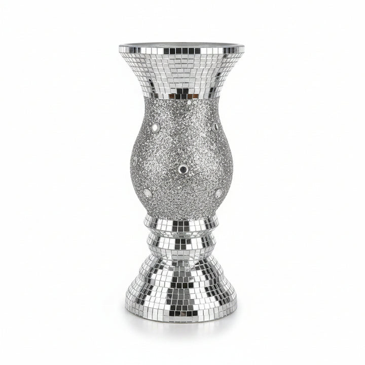 30cm crushed mirrored floor vase