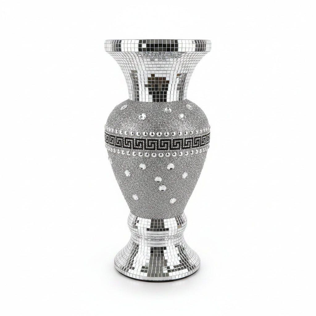 30cm silver mirrored floor vase