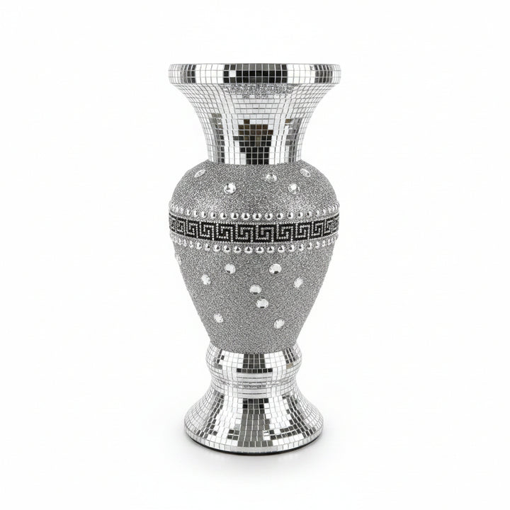 30cm silver mirrored floor vase