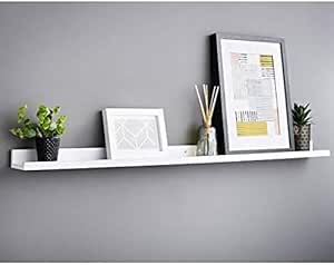 White contemporary photo shelf 120cm