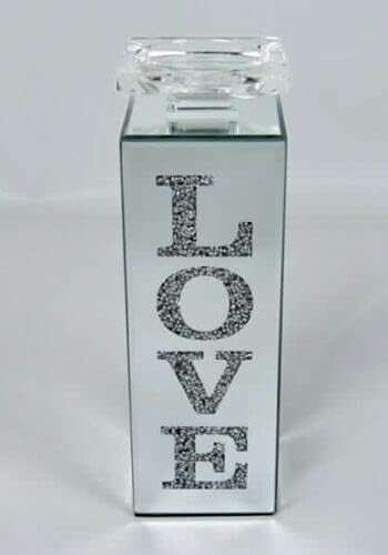 Love tealight candle holder crushed diamond decor
