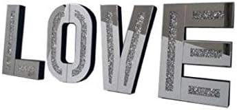 Silver crushed crystal diamond LOVE letters