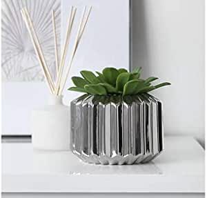 Palm luxe mirrored artificial planter