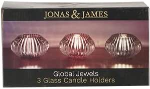 Set of 3 glass candle holders