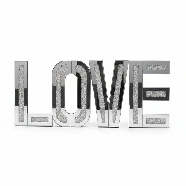 35x25cm silver crushed crystal LOVE letters