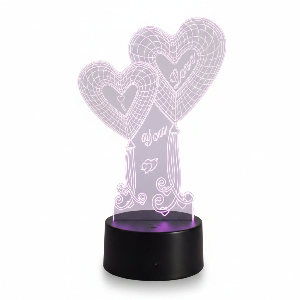 3D heart optical illusion LED lamp