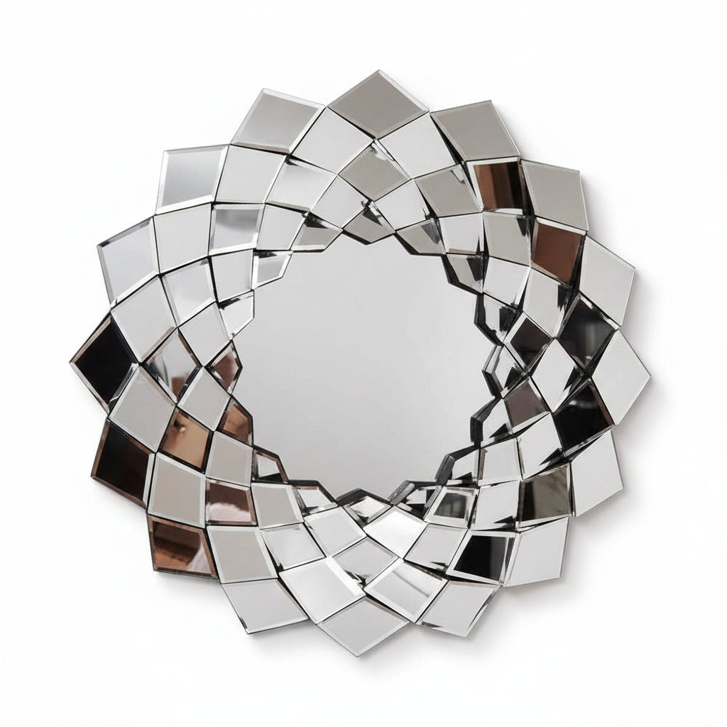 3D star shape round wall mirror 60cm