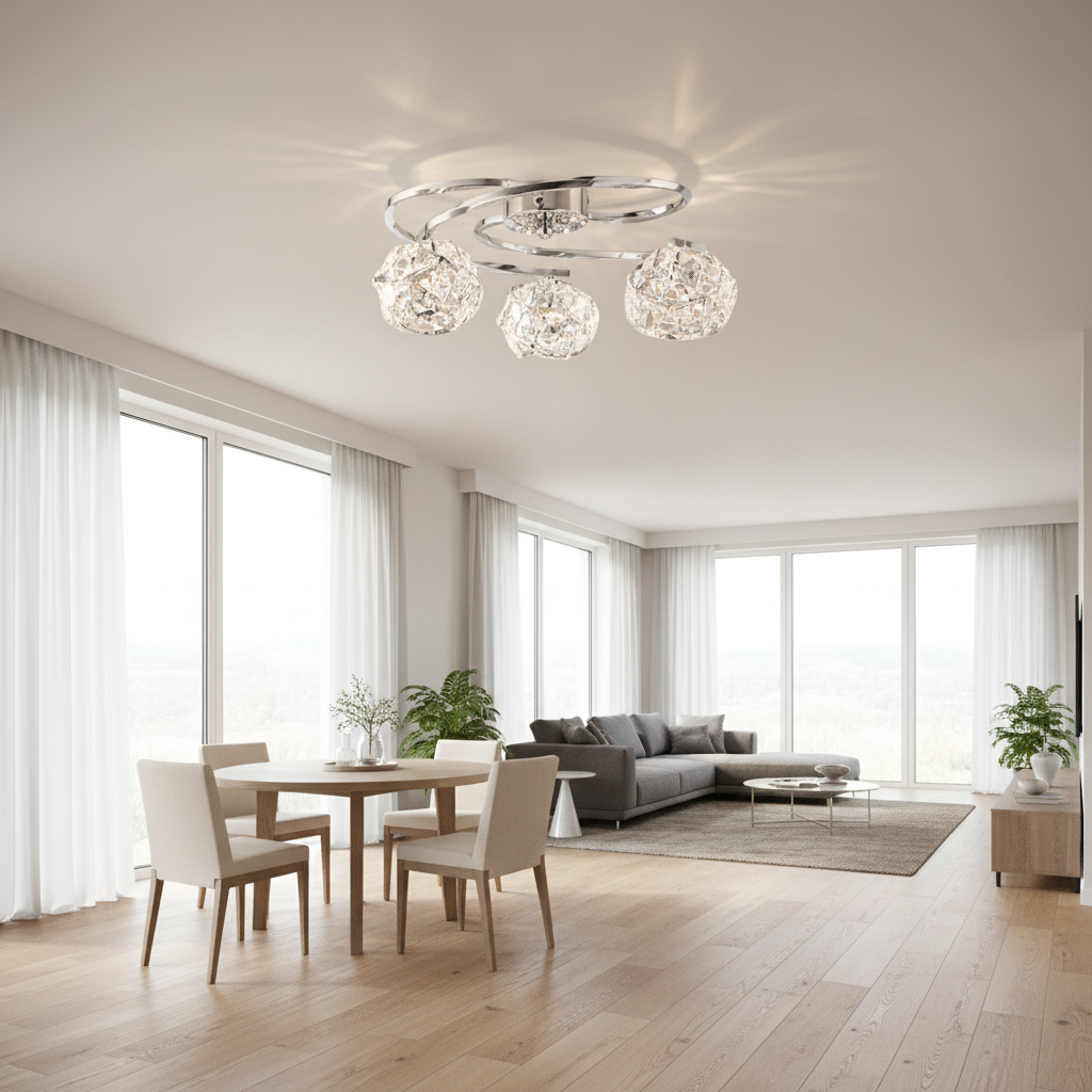 3 Light Twisted Jewel Ceiling Light Fitting