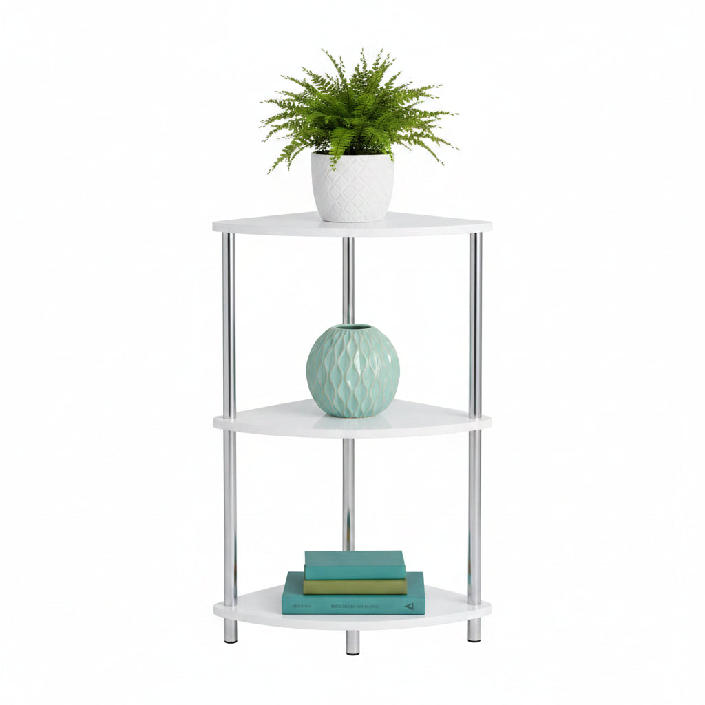 3 tier corner shelf unit modern living room storage furniture