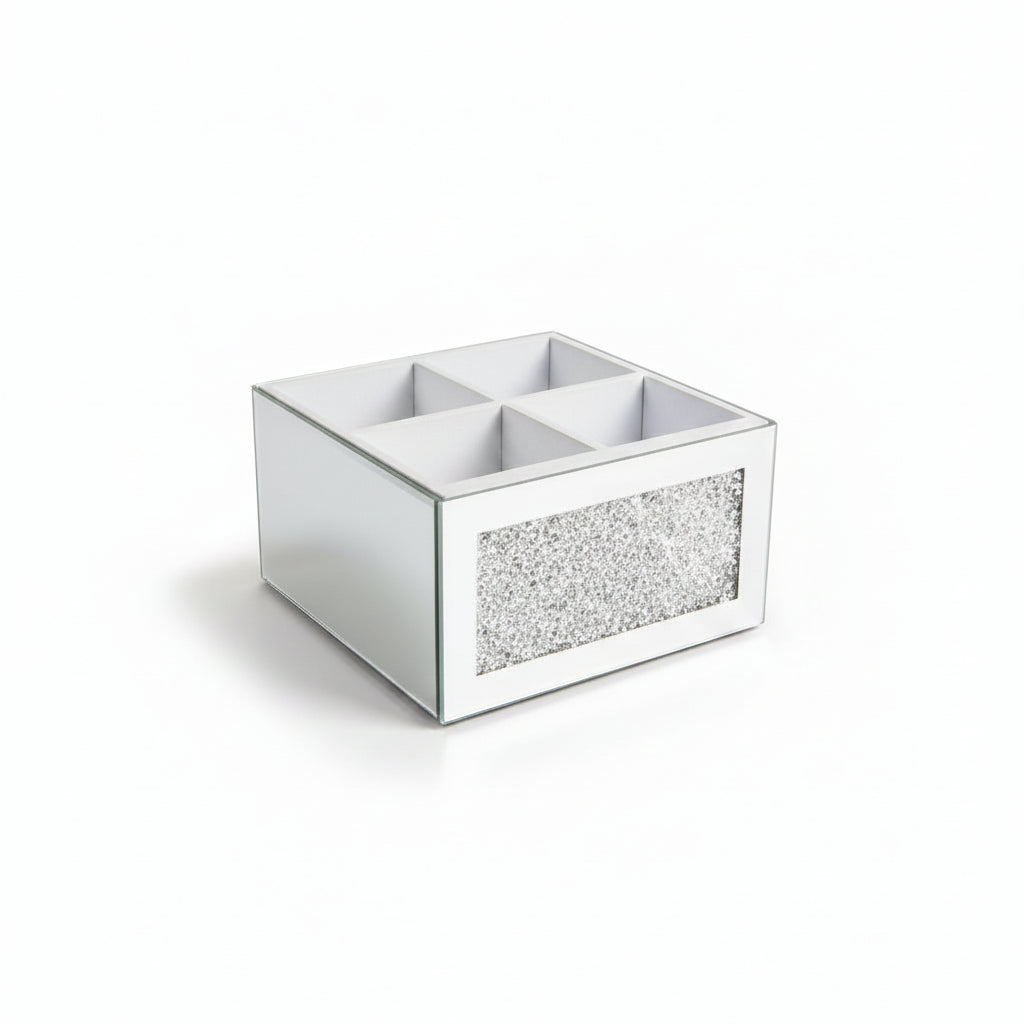 4-compartment mirrored jewelry box