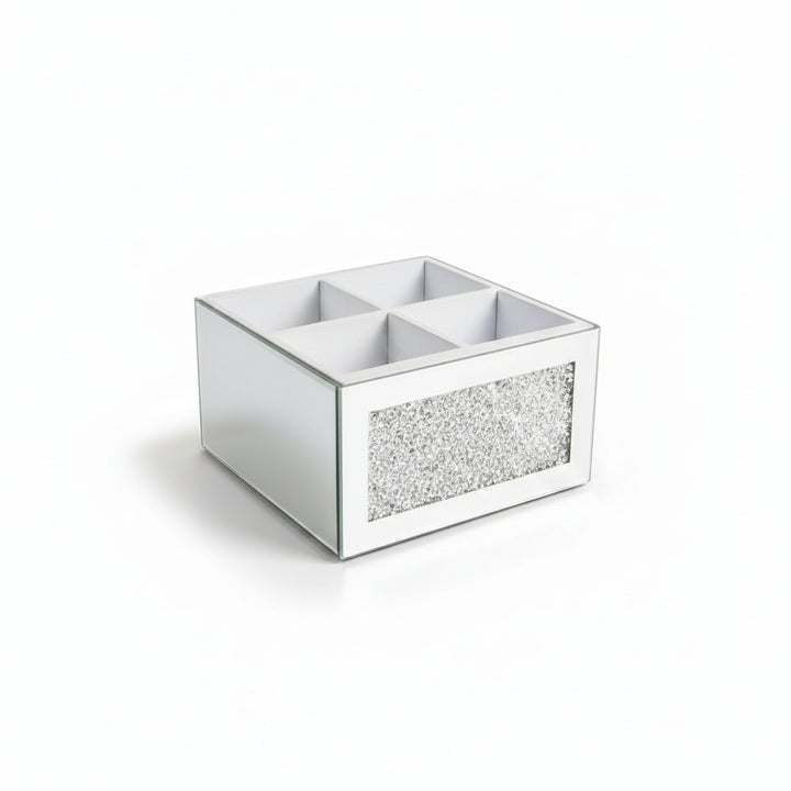 4-compartment mirrored jewelry box