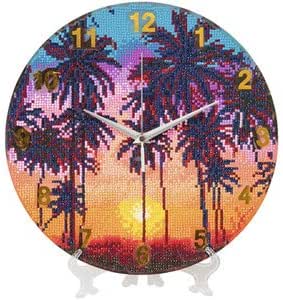 Sunset palms crystal art clock 30x30cm