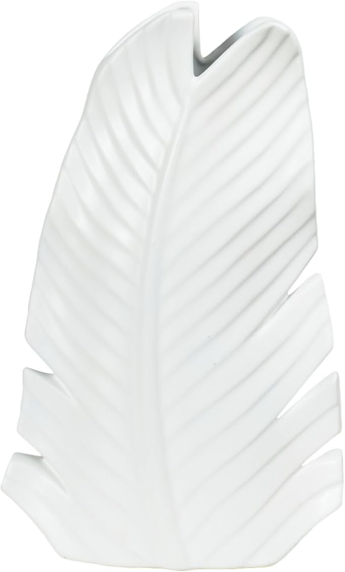 White leaf decorative vase modern home decor