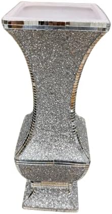 Silver square crushed jewel crystal vase
