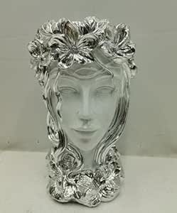 Silver chrome lady face ornament