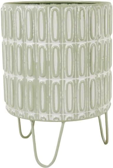 Metal decorative planter pot green