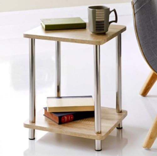 Two tier shelf unit side table storage shelf