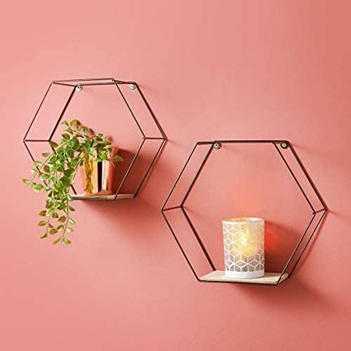 black hexagon wall shelf set geometric wall storage decor