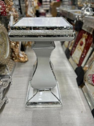 Venetian mirrored flower stand side table white mosaic decor
