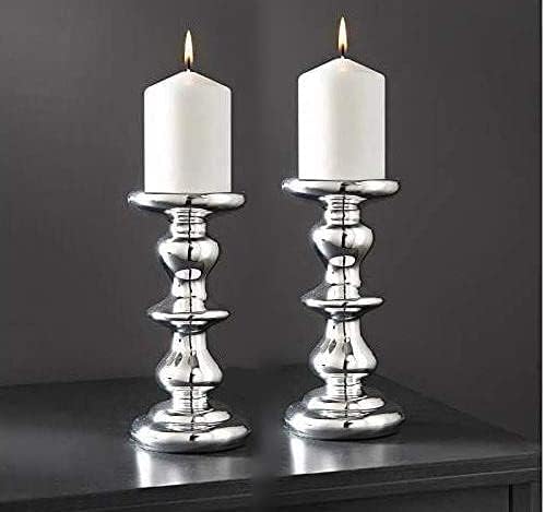 Set of 2 silver teardrop candle lanterns