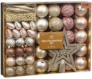 Rose gold christmas tree decoration set