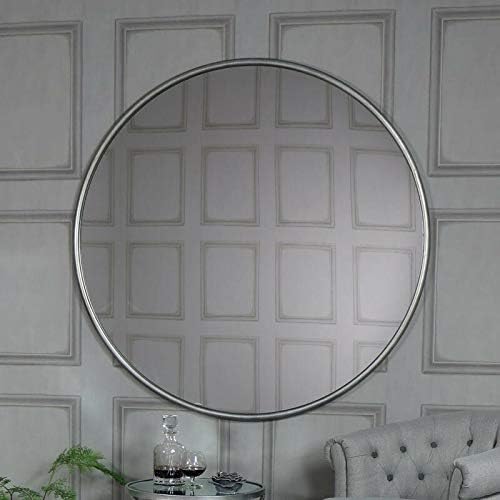 60cm round silver wall mirror metallic frame
