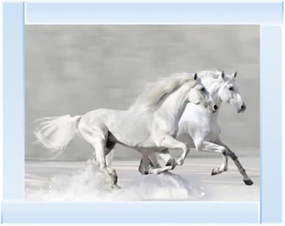White horses glitter wall art mirrored frame luxury wall decor