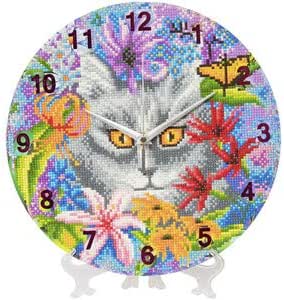 Clever cat crystal art clock 30cm