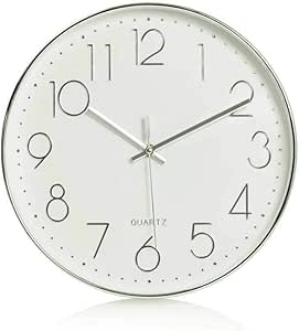 Silver shiny kitchen wall clock 30cm