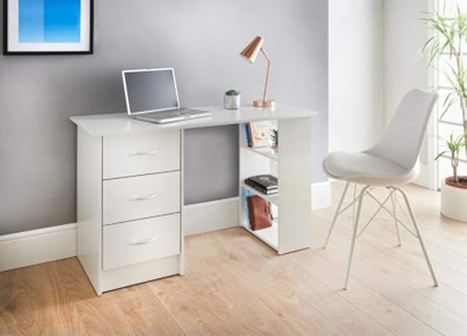 LOKKEN 3 drawer desk with shelves