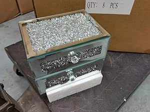 Silver mirrored 2 drawer jewellery box
