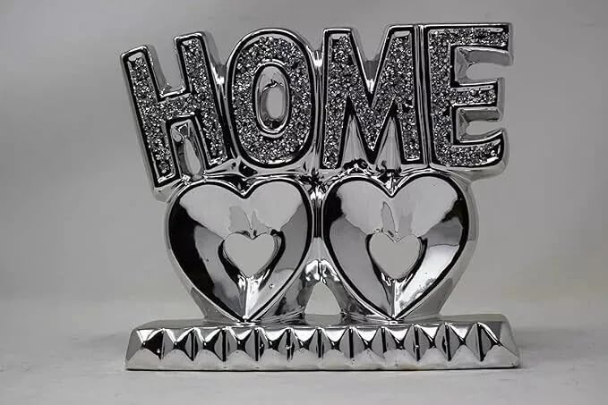 Double heart diamond ornament silver base