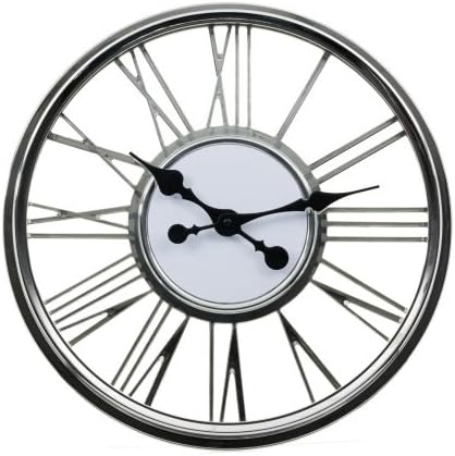 Station style wall clock silver modern decor