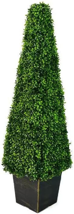 Artificial cone topiary tree potted faux evergreen plant decor